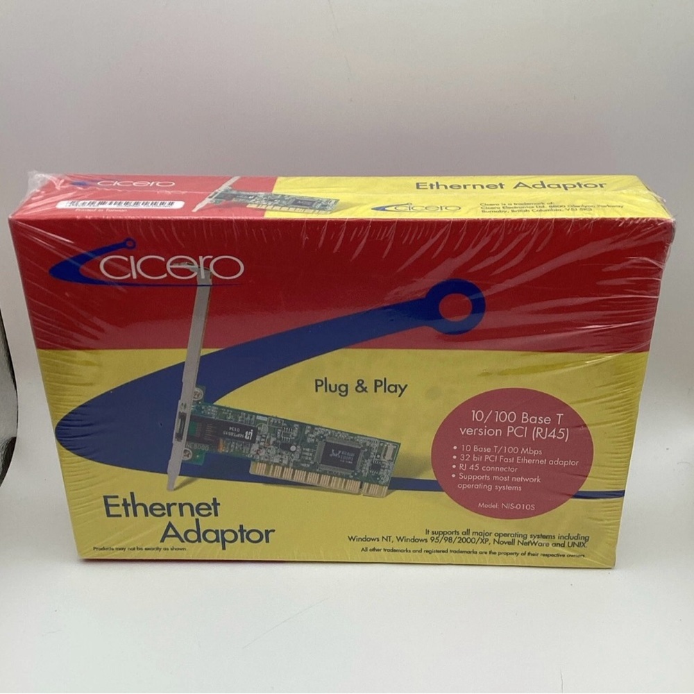 Cicero Ethernet Adapter 10/100 Base T Version RJ45 Plug & Play - New & Sealed
